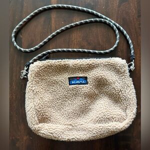 Kavu Tan Crossbody Bag with Cozy Sherpa Texture